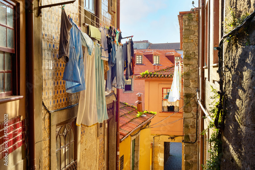 Clothes drying Porto street Portugal