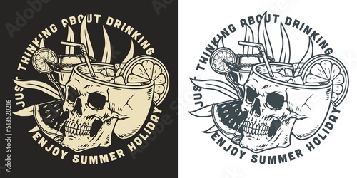 Summer holiday monochrome poster vintage