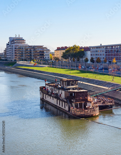 Gyor Danube ship cityscape Hungary