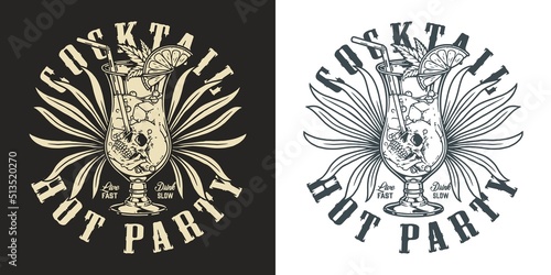 Cocktail party vintage flyer monochrome