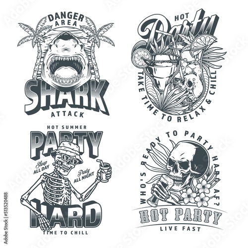 Hot party set monochrome flyers
