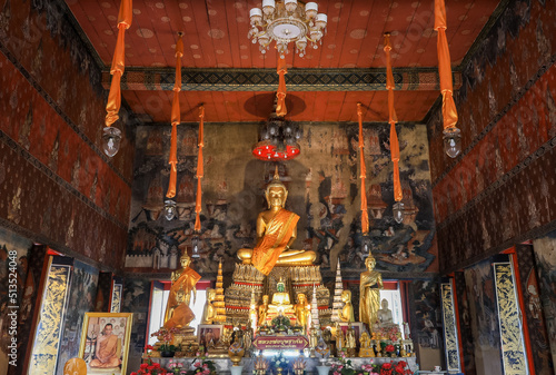 Bangkok,Thailand on January16,2021:Luang Phor Bussarakum,the principal Buddha image in ubosoth of Wat Kamphaeng Bangchak,a little temple by Bang Luang Canal. photo