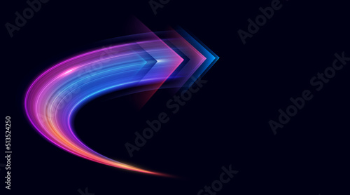 Modern abstract arrows moving at high speed. Colourful dynamic motion. Technology movement pattern for banner or poster design. Vector EPS10.
