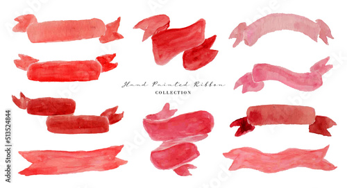 cute red ribbon watercolor collection