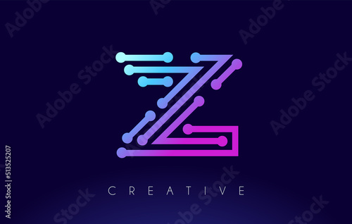 Z Tech Letter logo Concept with Connected Technology Dots
