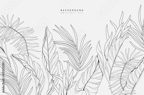 Luxury botanical background with trendy wildflowers and minimalist flowers for wall decoration or wedding. Hand drawn line herb  elegant leaves for invitation save the date card. Botanical rustic