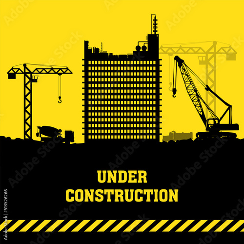 Simple and flat design of bulding under construction. Modern bulding under construction design vector
