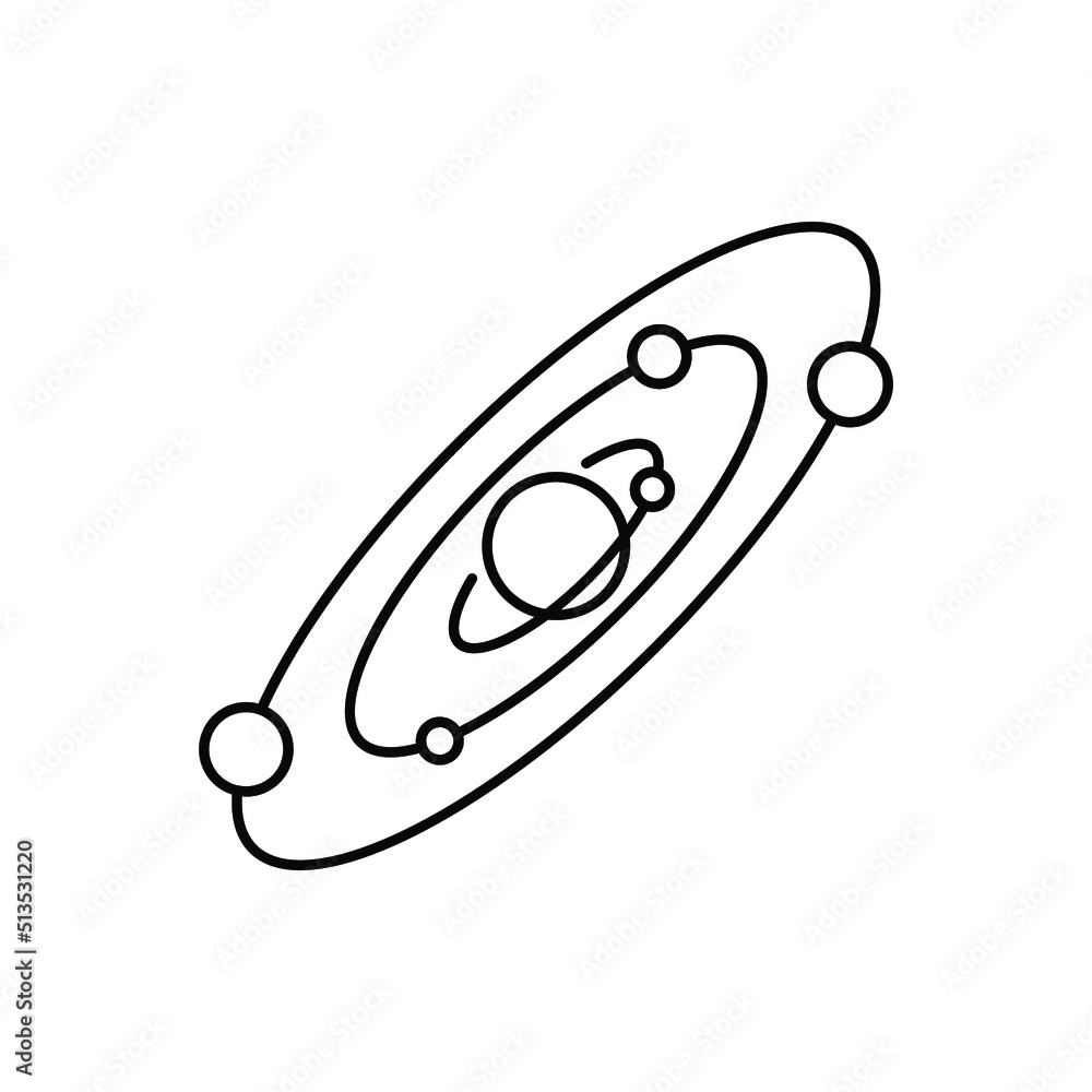 Solar system icon. Black icon of solar system. Vector illustration. Linear solar system icon isolated Solar system icon. Black icon of solar system. Vector illustration. Linear solar system icon isolated