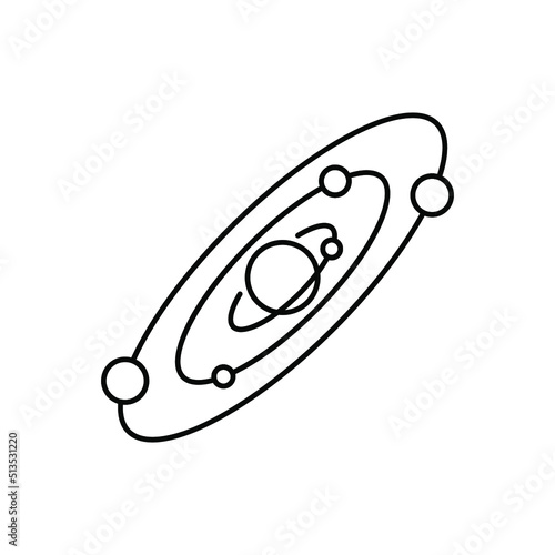 Solar system icon. Black icon of solar system. Vector illustration. Linear solar system icon isolated