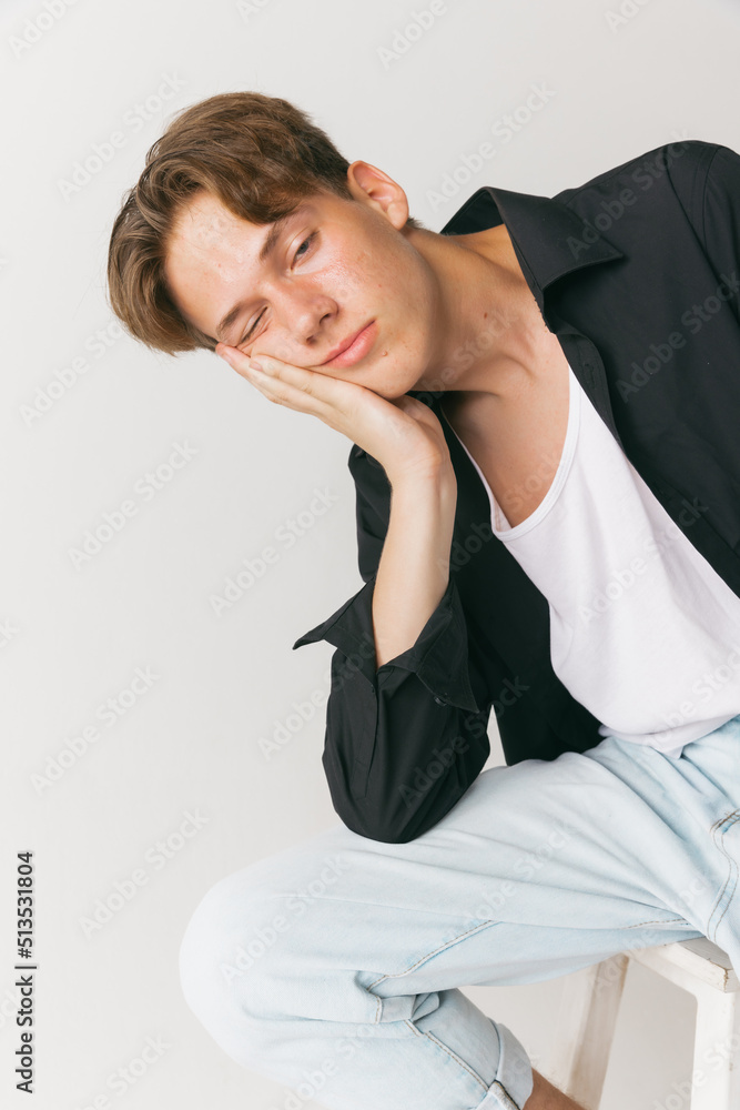 Handsome man's portrait isolated on white studio background. Concept of fashion, youth, emotions, facial expression, ad Handsome man's portrait isolated on white studio background. Concept of fashion, youth, emotions, facial expression, ad