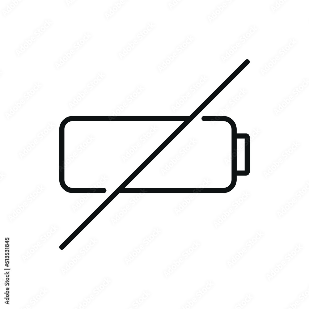 Editable not charging battery line icon. Vector illustration isolated on white background. using for website or mobile app Editable not charging battery line icon. Vector illustration isolated on white background. using for website or mobile app