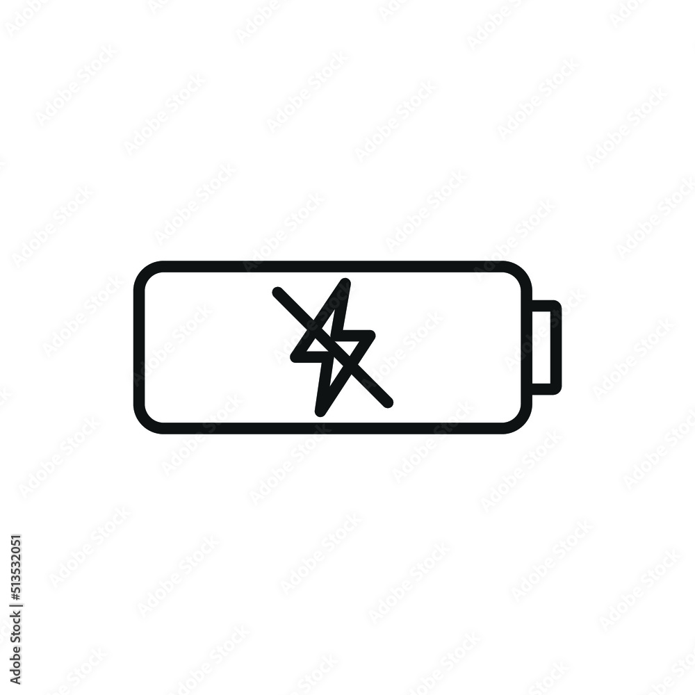 Editable not charging battery line icon. Vector illustration isolated on white background. using for website or mobile app Editable not charging battery line icon. Vector illustration isolated on white background. using for website or mobile app