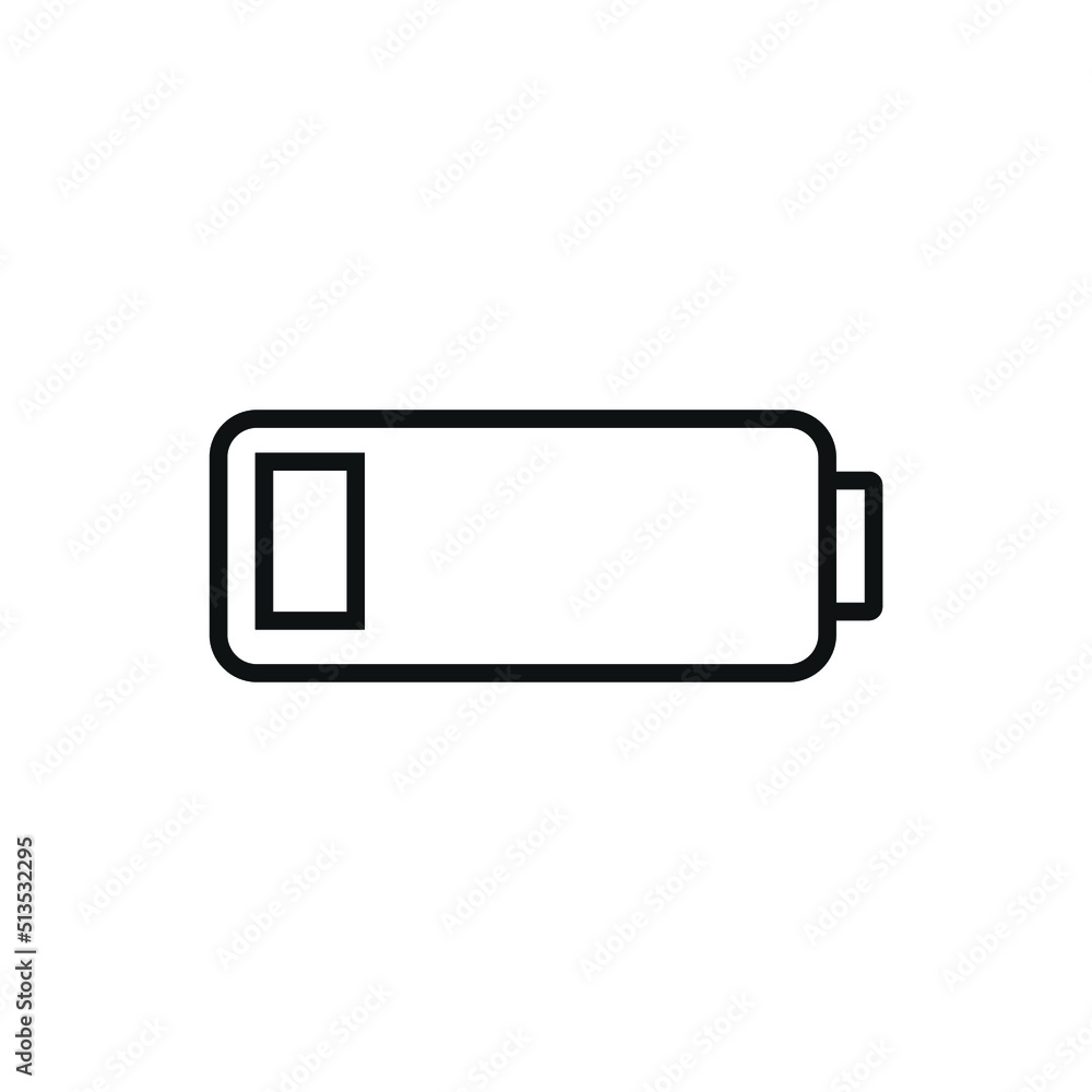 Editable low battery line icon. Vector illustration isolated on white background. using for website or mobile app Editable low battery line icon. Vector illustration isolated on white background. using for website or mobile app