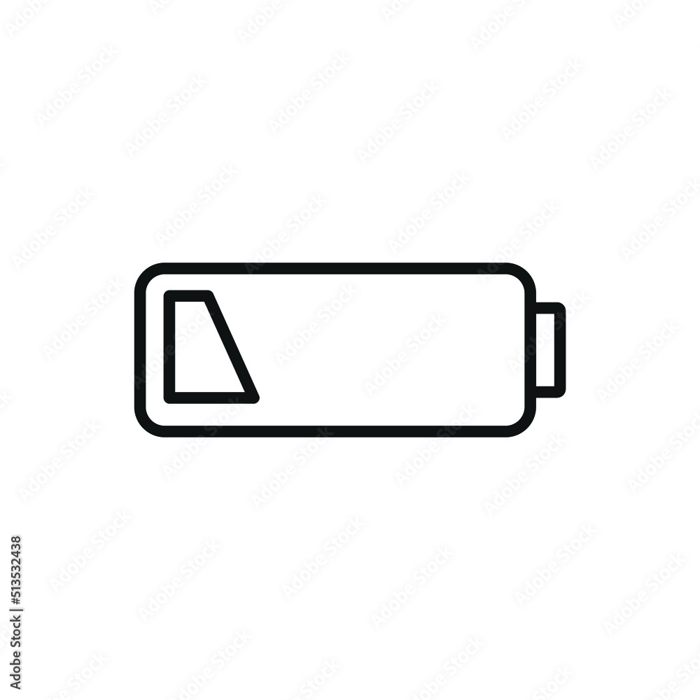 Editable low battery line icon. Vector illustration isolated on white background. using for website or mobile app Editable low battery line icon. Vector illustration isolated on white background. using for website or mobile app