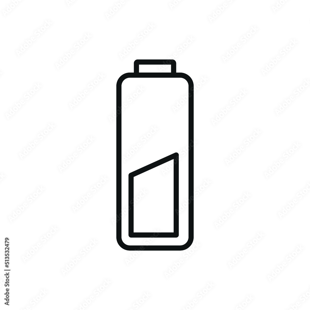 Editable half battery line icon. Vector illustration isolated on white background. using for website or mobile app Editable half battery line icon. Vector illustration isolated on white background. using for website or mobile app