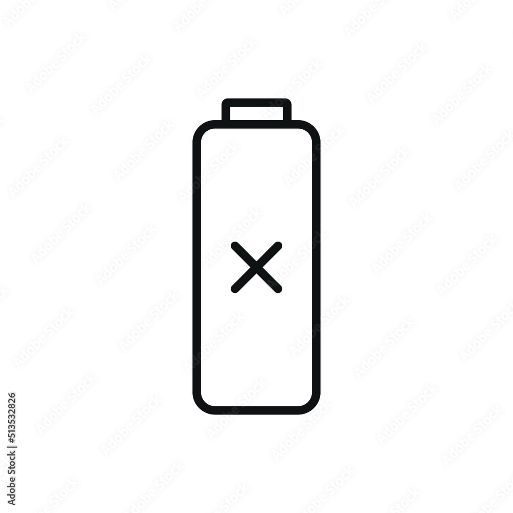 Editable not charging battery line icon. Vector illustration isolated on white background. using for website or mobile app Editable not charging battery line icon. Vector illustration isolated on white background. using for website or mobile app