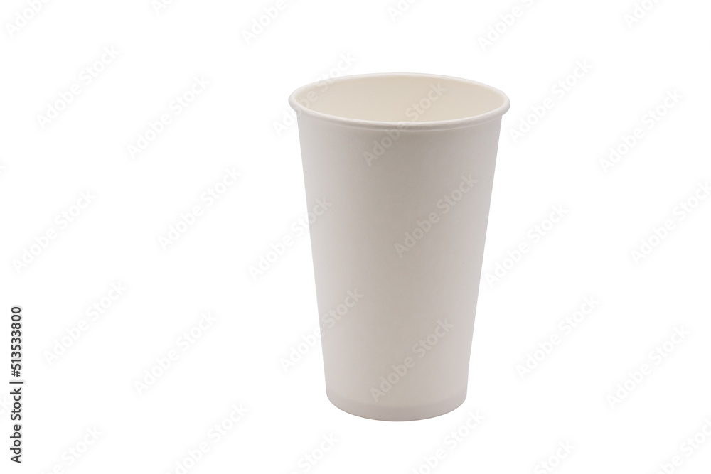 Disposable white paper cup isolated on white background. Takeaway drink. Takeaway paper coffee cup isolated on white Disposable white paper cup isolated on white background. Takeaway drink. Takeaway paper coffee cup isolated on white