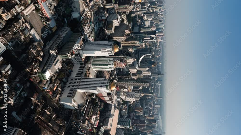 vertical time lapse of Bangkok city downtown skyline of Thailand , Cityscape vertical time lapse of Bangkok city downtown skyline of Thailand , Cityscape