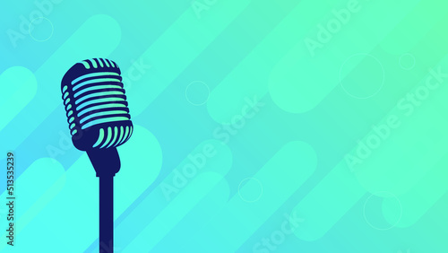 Microphone with modern gradient rounded lines vector background