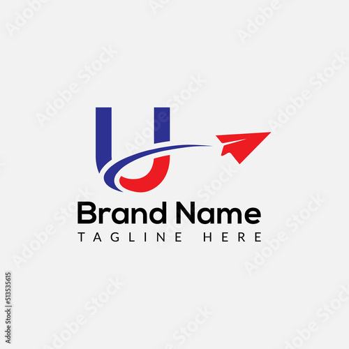 News Logo On Letter U Template. News Logo On U Letter, Initial News Sign Concept Template