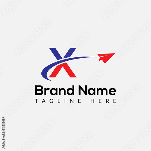 News Logo On Letter X Template. News Logo On X Letter, Initial News Sign Concept Template