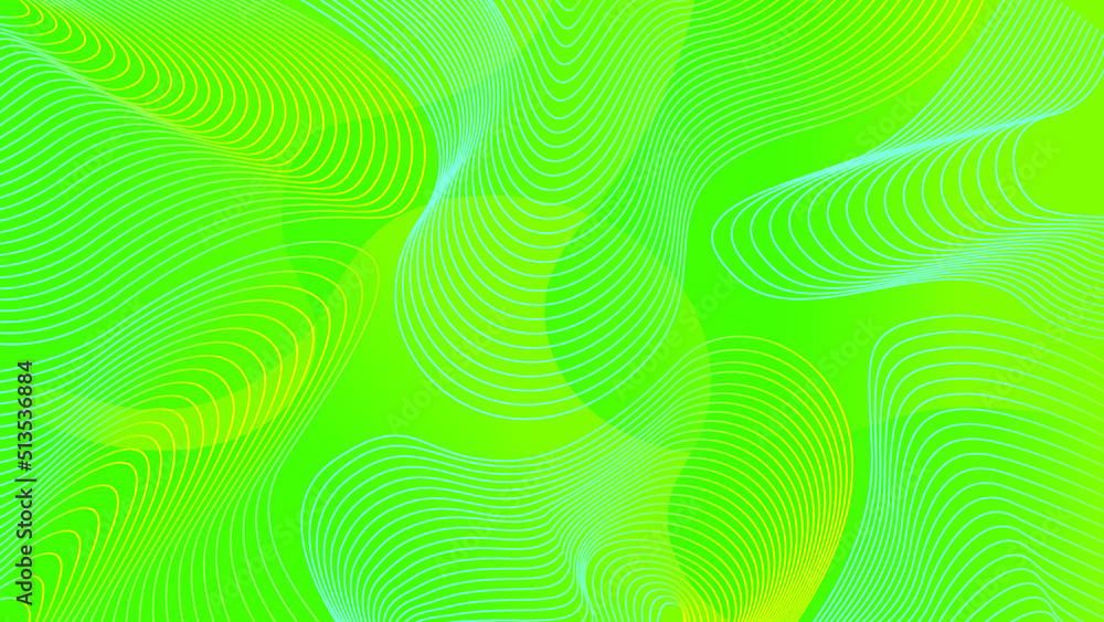 Modern abstract wave lines green color background
