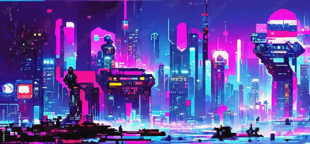 Make a futuristic cyberpunk city art sci fi background art by