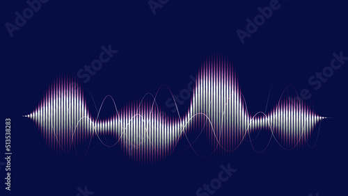 Modern abstract soundwave lines with dark blue background