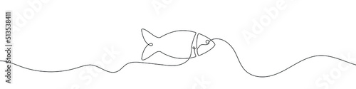 Fish line background. One continuous line drawing of fish. Vector illustration. Fish symbol