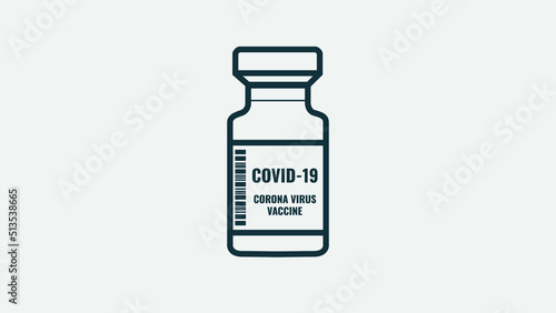 Medical vial for injection isolated on white background. The concept for Medicine, COVID-19 Vaccination. Vector Illustration.