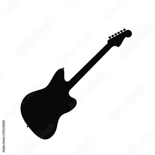 Electric bass guitar icon. Black silhouette of guitar. Music instrument icon isolated. Vector illustration.