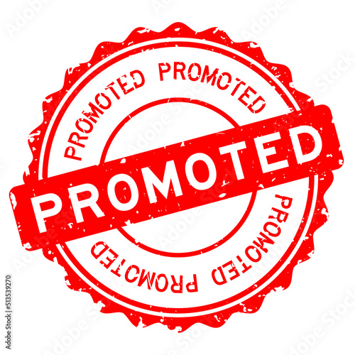 Grunge red promoted word round rubber seal stamp on white background