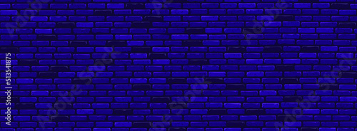Seamless brick wall texture in dark violet shades. Loft style. Rectangular modern banner for wallpaper printing  advertisements  promotion  sales  as a template  etc.