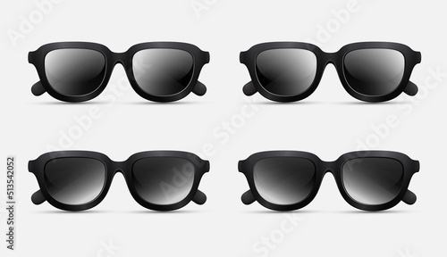 Collection of black sunglasess design icon vector