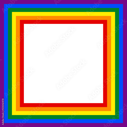 Flag LGBT icon, squared frame. Template design, vector illustration. Love wins. LGBT symbol in rainbow colors. Gay pride collection. Copy space