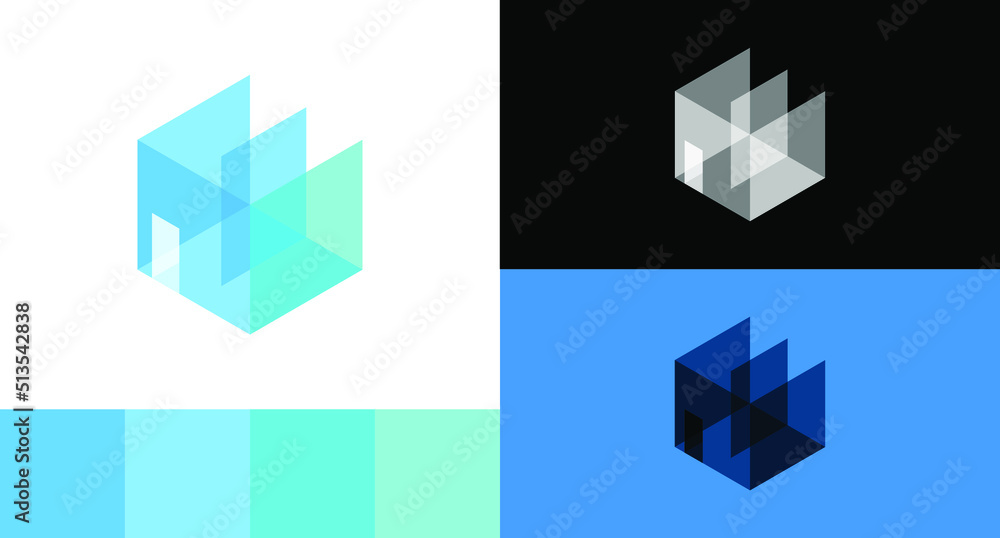 Blue Triangle Overlay Logo Design Concept Blue Triangle Overlay Logo Design Concept