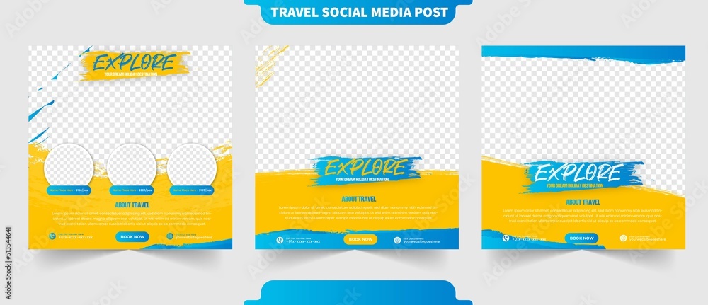 Outdoor explore adventure travel concept for instagram post and social media collection banner promotion template - obrazy, fototapety, plakaty 