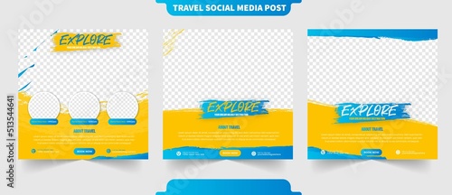 Outdoor explore adventure travel concept for instagram post and social media collection banner promotion template