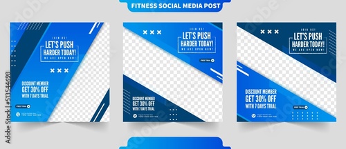 Sports healthy fit concept for social media post collection with photo template