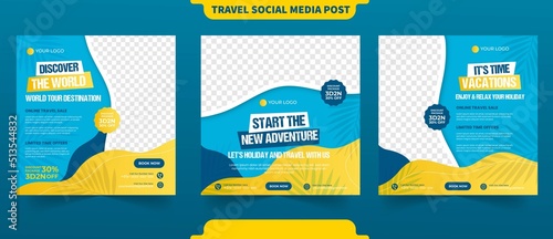 Traveling and holiday tour vacation for instant post or social media post banner ads promotion template