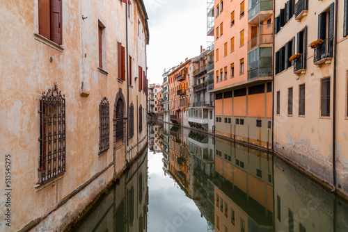 Traditional Paduan architecture, buildings by the river Brenta in Padua, Italy