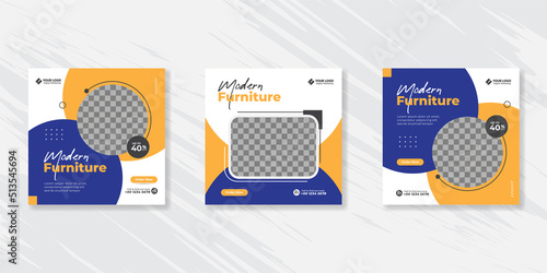Minimalist furniture social media post templates design