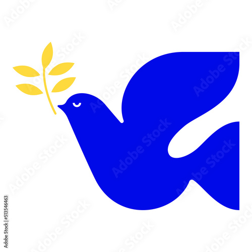 Stylized dove with olive branch. Flying bird of freedom. Symbol of peace vector illustration.
