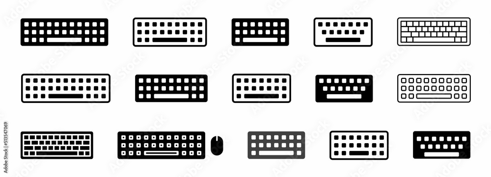 Keyboard icon set. Computer keyboard. Keypad vector. Dismiss keyboard ...