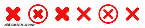 Red cross x vector icon. Red wrong mark. No wrong symbol. Delete sign. delete, vote sign. Vector illustration