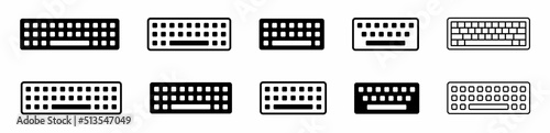 Keyboard icon set. Computer keyboard. Keypad vector. Dismiss keyboard line art icon. Computer keyboard tool signs. Technology tool keyboard. Vector illustration