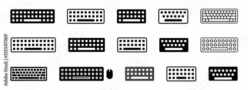 Keyboard icon set. Computer keyboard. Keypad vector. Dismiss keyboard line art icon. Computer keyboard tool signs. Technology tool keyboard. Vector illustration