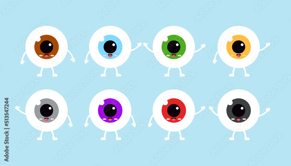 Anime Eyes Isolated White Background Illustration Design Style