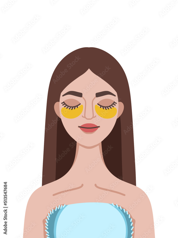 Beautiful portrait of skin care mask woman on white background. Cartoon illustration. Beautiful portrait of skin care mask woman on white background. Cartoon illustration.