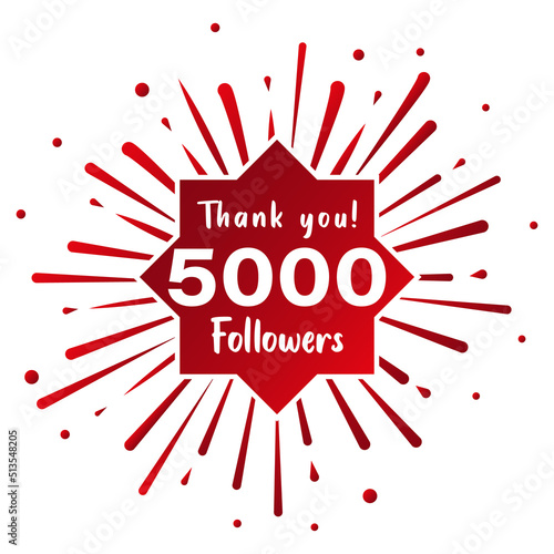 Thank you 5000 followers. Social media concept. 5k followers celebration template. Vector design